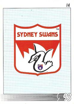 1993 Select AFL #14 Logo Front